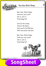 Baa Baa Black Sheep song and lyrics from KIDiddles