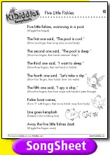 Five Little Fishies Song And Lyrics From Kididdles
